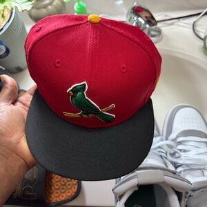 New Era Red Cap with Green Bird Embroidery